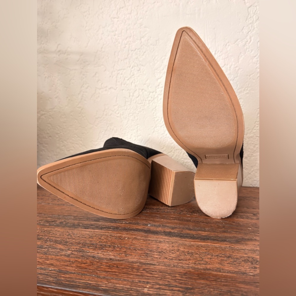 SUN + STONE Deyzaa Mule Pumps Ponted Toe Block Heel Black 11M - Picture 8 of 15